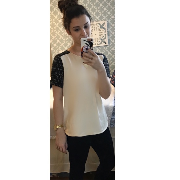 J. Crew shirt sleeve tweed shoulder blouse - Picture 2 of 4